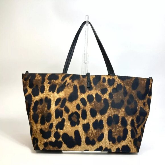 Salvatore Ferragamo Gancini Leopard leopard pattern Tote Bag Brown x Black - Picture 2 of 11